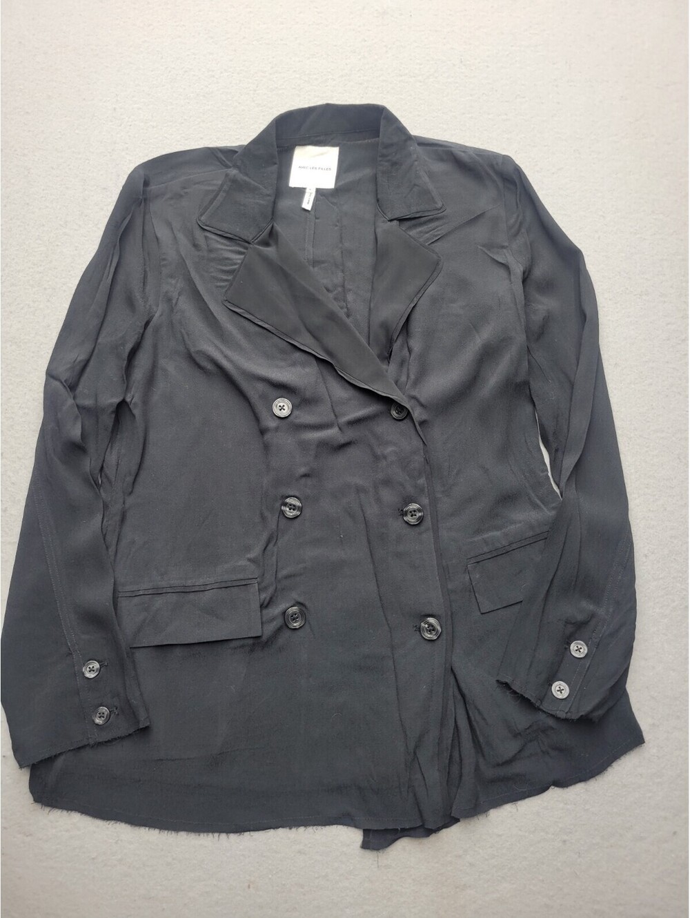 Ave Les Filles Women's Blazer Medium Black Covered Pockets Buttons Casual